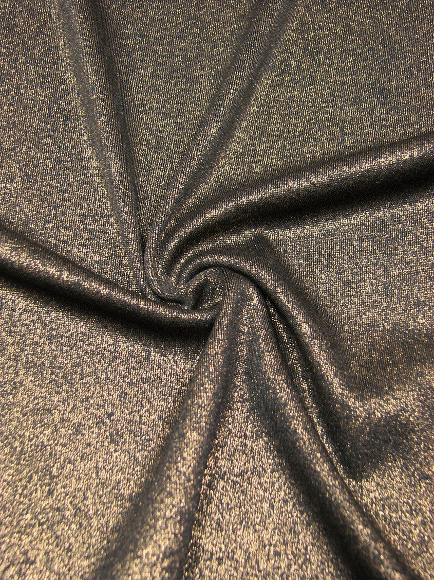 Shiny Sparkle Foil Polyester Spandex Fabric - White/Silver, Black/Gold, 58" Width