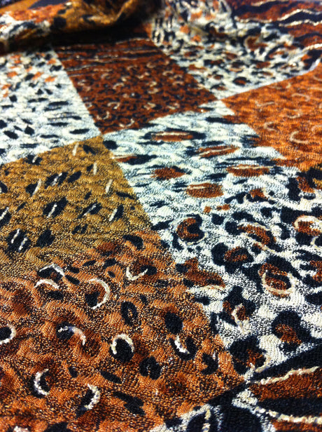 Polyester Fukuro Jacquard Fabric - Geometric Print With Gold Foil, 56/58" Width