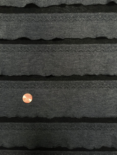 Polyester Spandex Fabric - 2" Ruffles, Grey/Black, Black/Black, 50 To 52 Inches Wide