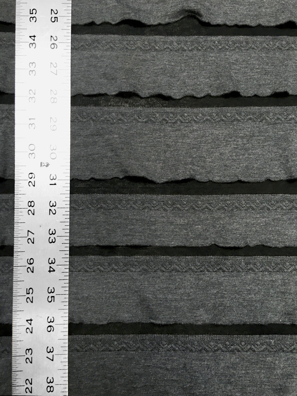 Polyester Spandex Fabric - 2" Ruffles, Grey/Black, Black/Black, 50 To 52 Inches Wide