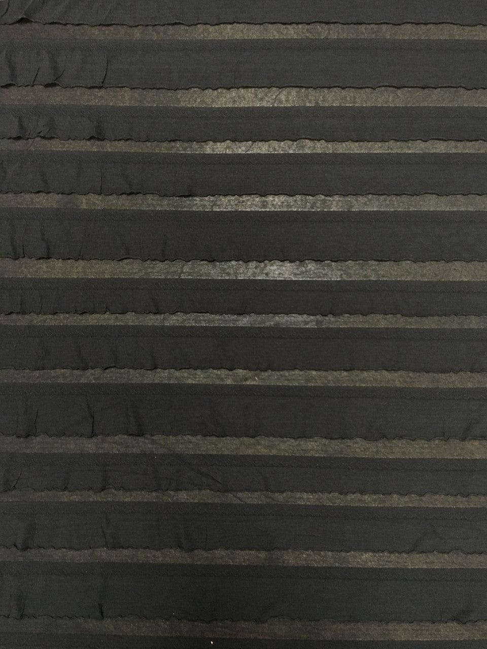 Polyester Spandex Fabric - 2" Ruffles, Grey/Black, Black/Black, 50 To 52 Inches Wide