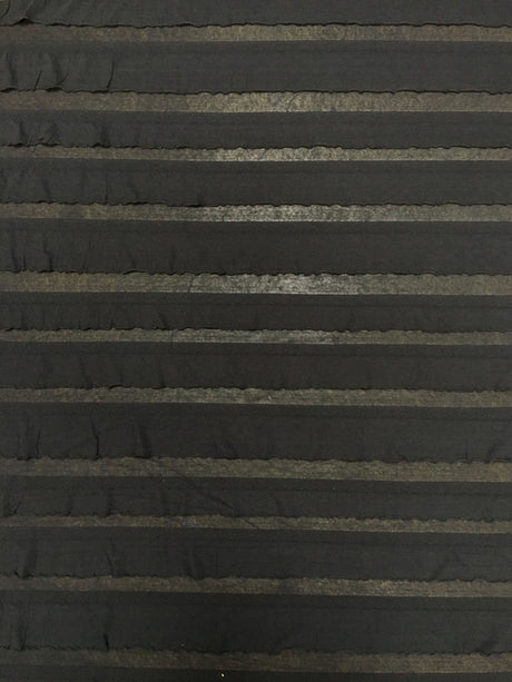 Polyester Spandex Fabric - 2" Ruffles, Grey/Black, Black/Black, 50 To 52 Inches Wide