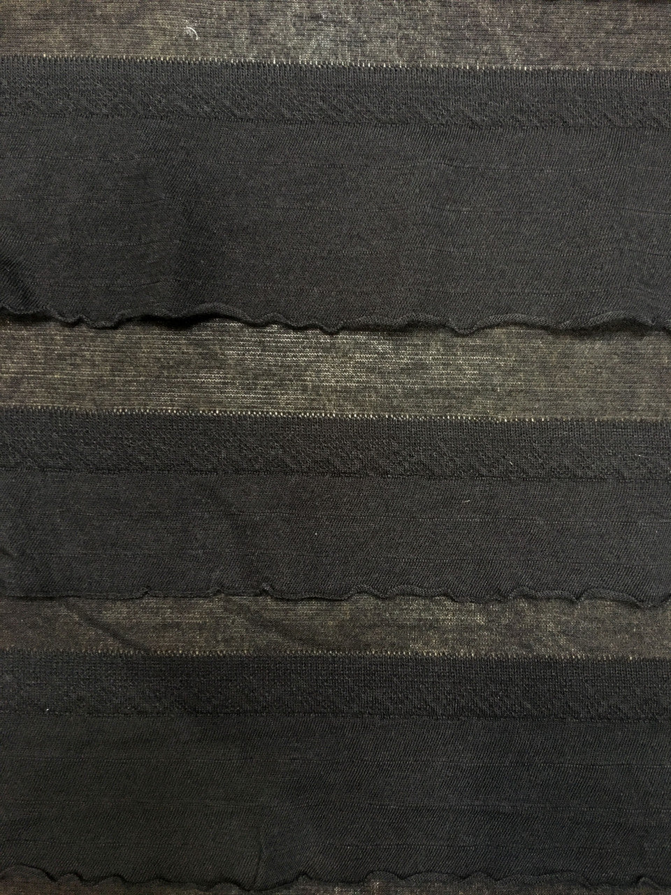 Polyester Spandex Fabric - 2" Ruffles, Grey/Black, Black/Black, 50 To 52 Inches Wide