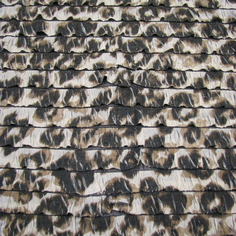 1.44" Ruffles Large Leopard Animal Print Polyester Spandex Knit Fabric - Leopard Animal Print, 50 To 52 Inches Wide