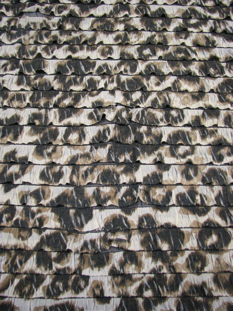 1.44" Ruffles Large Leopard Animal Print Polyester Spandex Knit Fabric - Leopard Animal Print, 50 To 52 Inches Wide
