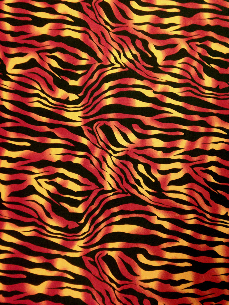 Flame Colored Abstract Zebra Pattern Polyester Spandex Fabric - Abstract Zebra Pattern, Flame Colored, 58/60" Width