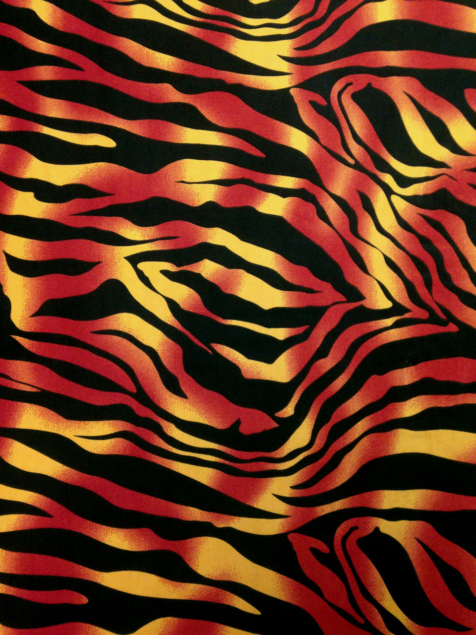 Flame Colored Abstract Zebra Pattern Polyester Spandex Fabric - Abstract Zebra Pattern, Flame Colored, 58/60" Width