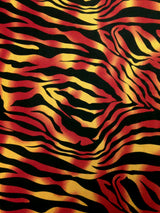 Flame Colored Abstract Zebra Pattern Polyester Spandex Fabric - Abstract Zebra Pattern, Flame Colored, 58/60" Width