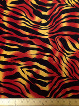 Flame Colored Abstract Zebra Pattern Polyester Spandex Fabric - Abstract Zebra Pattern, Flame Colored, 58/60" Width