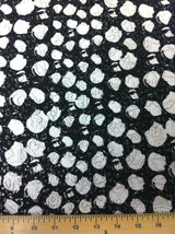 Abstract Circles Silver Foil Floral Pattern Embossed Stretch Polyester Spandex Textured Fukuro Fabric - Silver Foil Floral Pattern, 56" To 58" Width