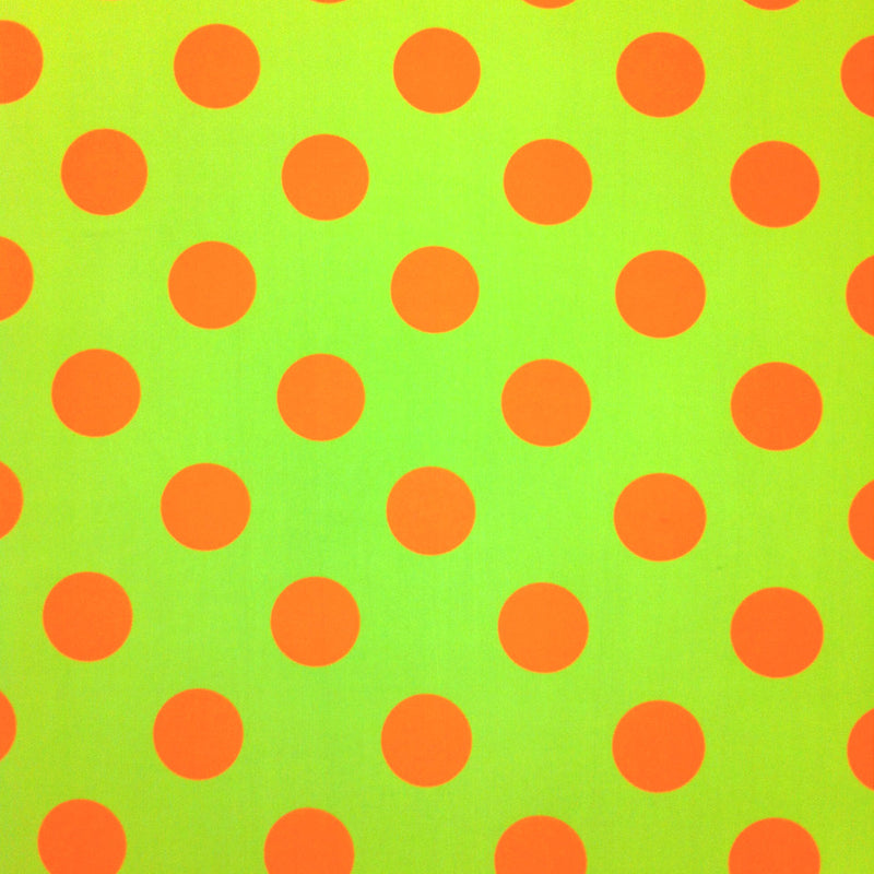 Big Bright Polka Dot Pattern Polyester Spandex Fabric - Neon Lime/Orange, Fuchsia/Navy, Polka Dot, 58"-60" Width