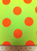 Big Bright Polka Dot Pattern Polyester Spandex Fabric - Neon Lime/Orange, Fuchsia/Navy, Polka Dot, 58"-60" Width