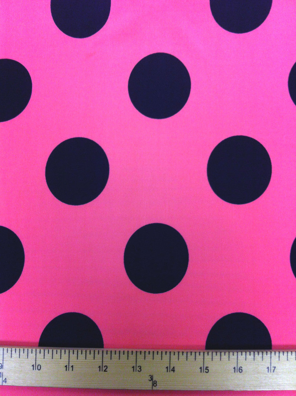 Big Bright Polka Dot Pattern Polyester Spandex Fabric - Neon Lime/Orange, Fuchsia/Navy, Polka Dot, 58"-60" Width