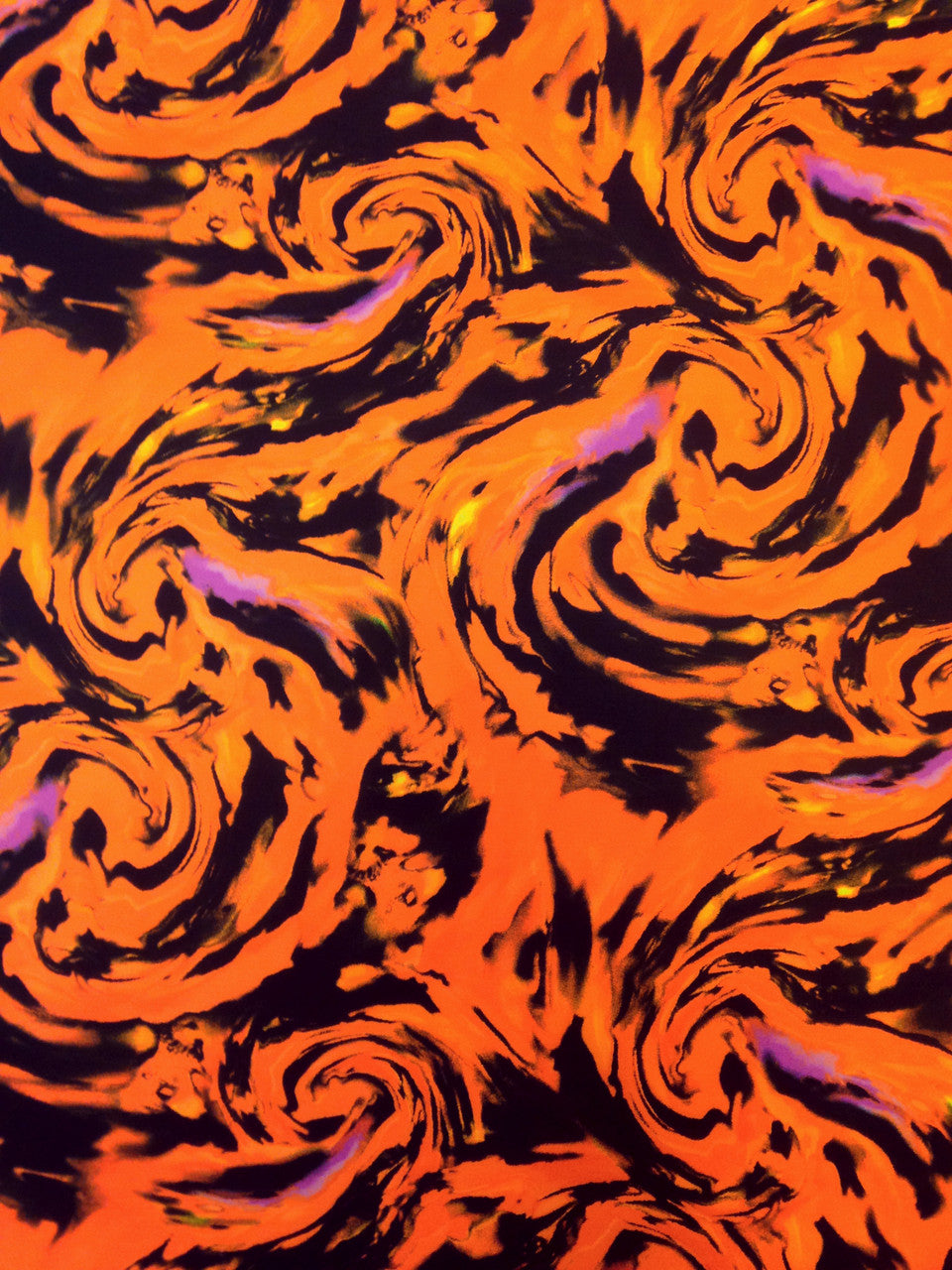 Fantastic Storm Swirl Polyester Spandex Fabric - Hot Pink, Orange Swirl Pattern, 58"-60" Width