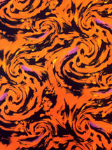 Fantastic Storm Swirl Polyester Spandex Fabric - Hot Pink, Orange Swirl Pattern, 58"-60" Width