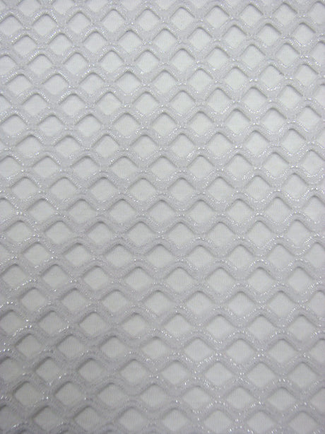 Big Hole 0.5 Inch Diamond Mesh With Shiny Foil Stretch Polyester Spandex Fishnet Fabric - Black/Gold, White/Silver, Black/Silver, 0.5 Inch Diamond Mesh, 58-60" Width