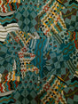 Retro Multi Pattern Big Print Polyester Spandex Fabric - Green, Burgundy, Multi Pattern, 58" To 60" Width
