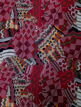 Retro Multi Pattern Big Print Polyester Spandex Fabric - Green, Burgundy, Multi Pattern, 58" To 60" Width
