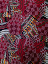 Retro Multi Pattern Big Print Polyester Spandex Fabric - Green, Burgundy, Multi Pattern, 58" To 60" Width