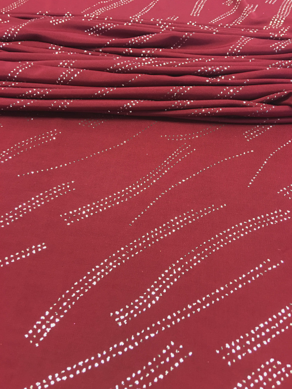 Polyester Spandex Fabric - Burgundy With Silver Glitters, 58"-60" Width