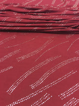 Polyester Spandex Fabric - Burgundy With Silver Glitters, 58"-60" Width