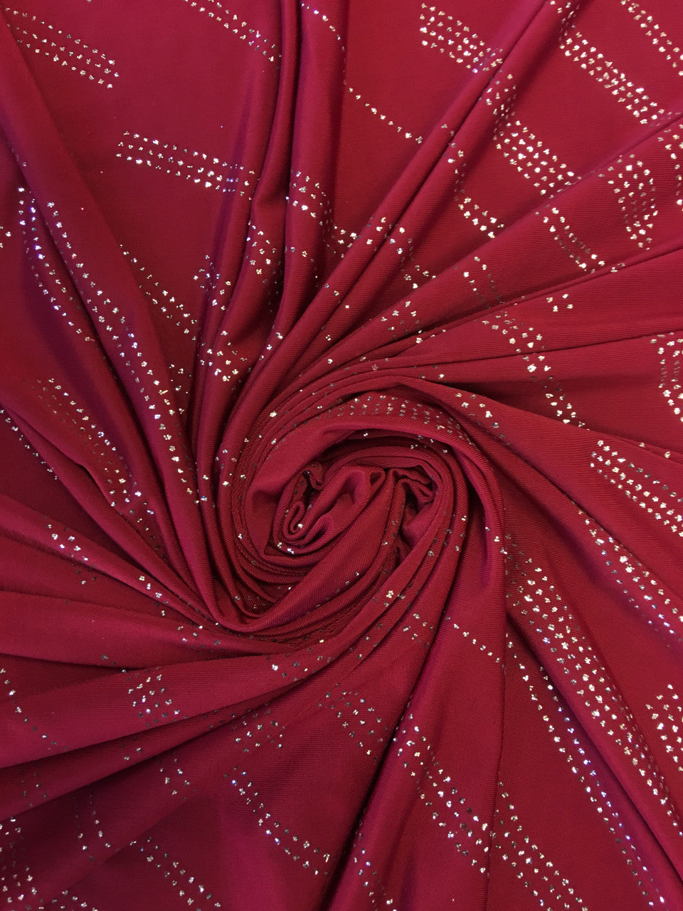 Polyester Spandex Fabric - Burgundy With Silver Glitters, 58"-60" Width
