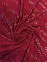 Polyester Spandex Fabric - Burgundy With Silver Glitters, 58"-60" Width