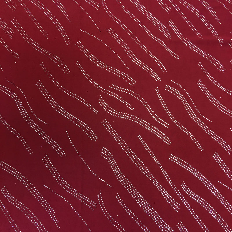 Polyester Spandex Fabric - Burgundy With Silver Glitters, 58"-60" Width