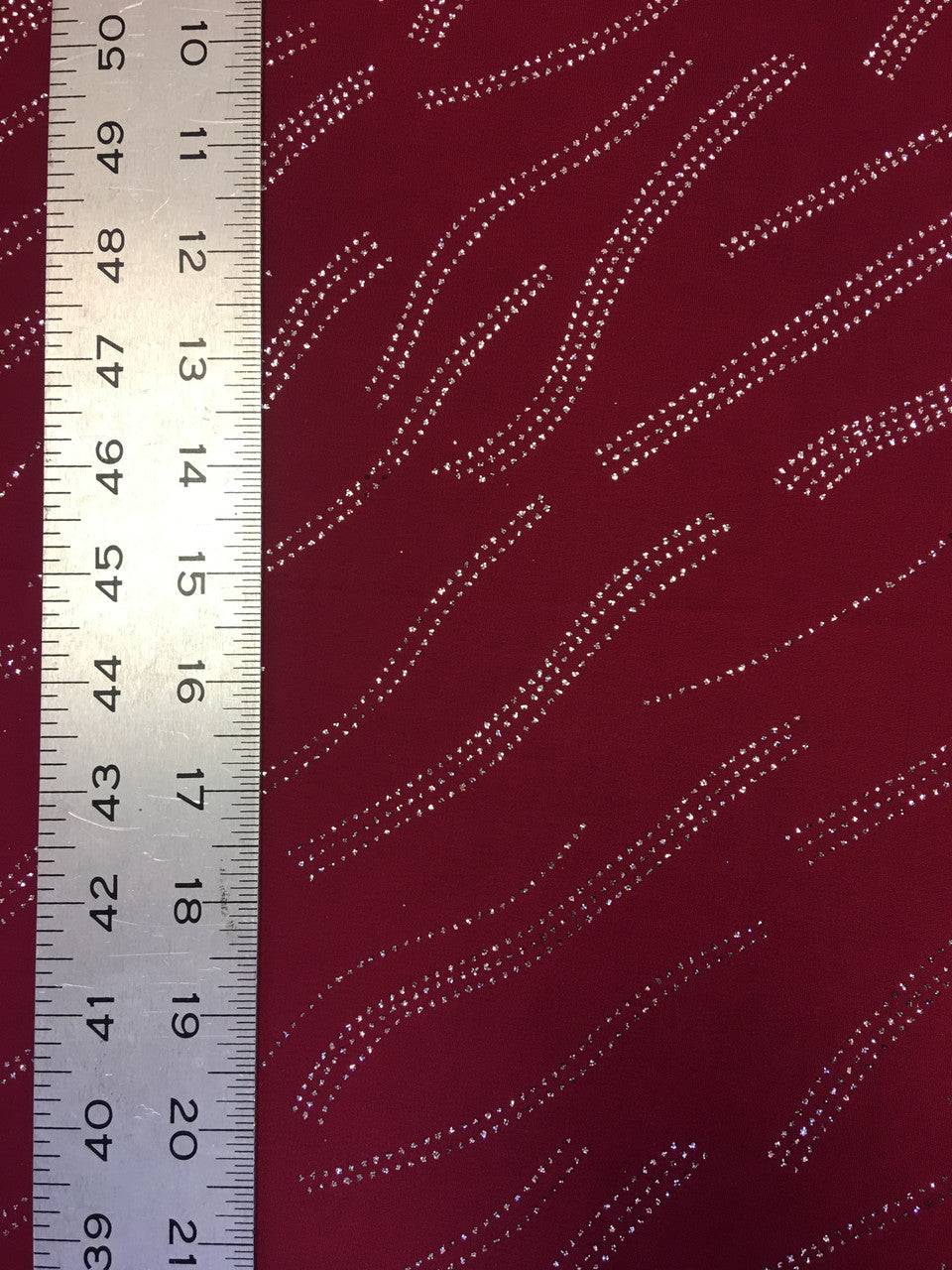 Polyester Spandex Fabric - Burgundy With Silver Glitters, 58"-60" Width