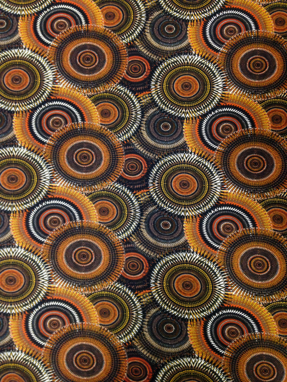 Retro Overlapping Circles Big Pattern ITY Polyester Spandex Fabric - Multi Color Abstract Circles, 58"-60" Width (1 Yard)