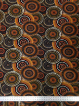 Retro Overlapping Circles Big Pattern ITY Polyester Spandex Fabric - Multi Color Abstract Circles, 58"-60" Width (1 Yard)