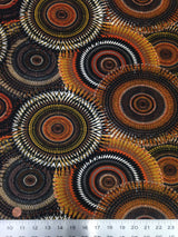 Retro Overlapping Circles Big Pattern ITY Polyester Spandex Fabric - Multi Color Abstract Circles, 58"-60" Width (1 Yard)