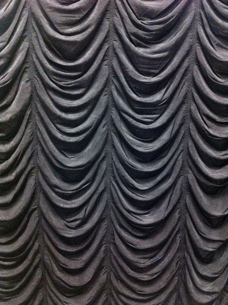 Black Drop Ruche Double Knit Stretch Polyester Spandex Fabric - Black Ruche Texture, 48"-50" Width