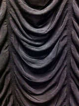 Black Drop Ruche Double Knit Stretch Polyester Spandex Fabric - Black Ruche Texture, 48"-50" Width