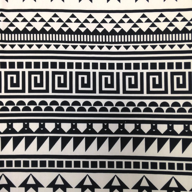 Repeat Greek Pattern Polyester Spandex Fabric - White/Black, Pink/Navy, Lightweight Knit Jersey, 58"-60" Wide