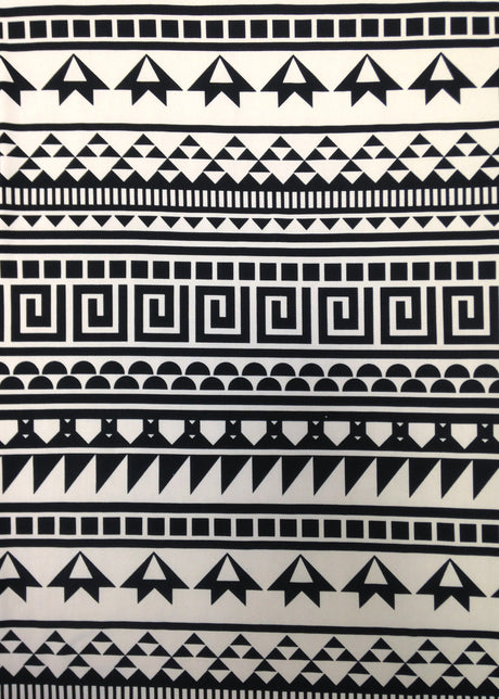 Repeat Greek Pattern Polyester Spandex Fabric - White/Black, Pink/Navy, Lightweight Knit Jersey, 58"-60" Wide