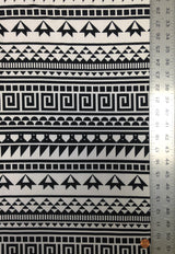 Repeat Greek Pattern Polyester Spandex Fabric - White/Black, Pink/Navy, Lightweight Knit Jersey, 58"-60" Wide