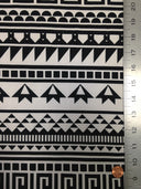 Repeat Greek Pattern Polyester Spandex Fabric - White/Black, Pink/Navy, Lightweight Knit Jersey, 58"-60" Wide
