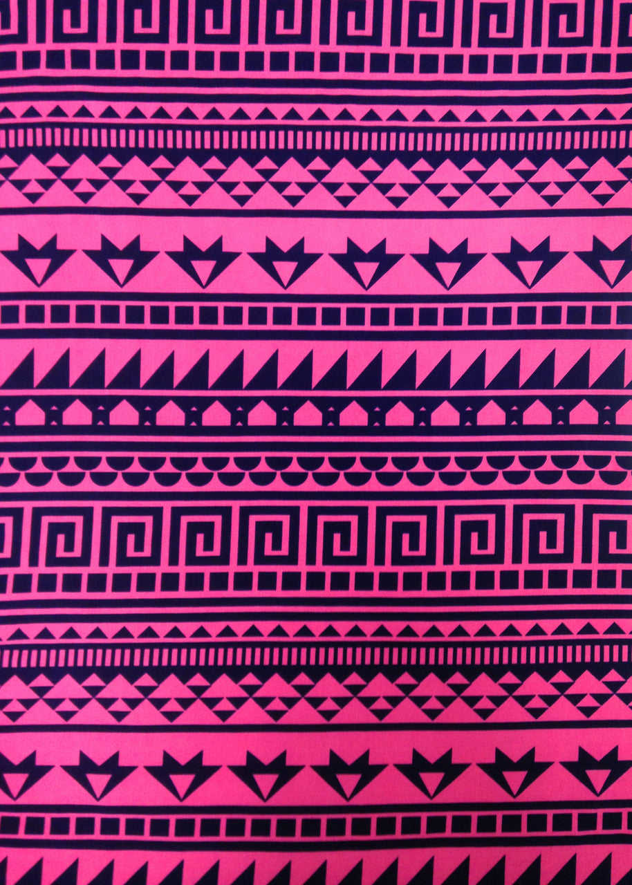 Repeat Greek Pattern Polyester Spandex Fabric - White/Black, Pink/Navy, Lightweight Knit Jersey, 58"-60" Wide