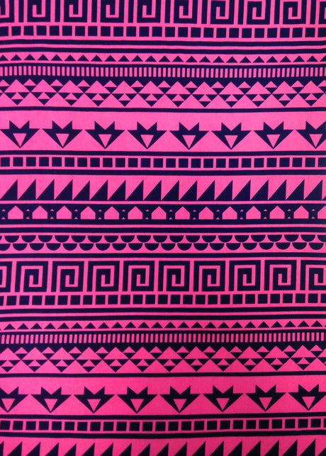 Repeat Greek Pattern Polyester Spandex Fabric - White/Black, Pink/Navy, Lightweight Knit Jersey, 58"-60" Wide