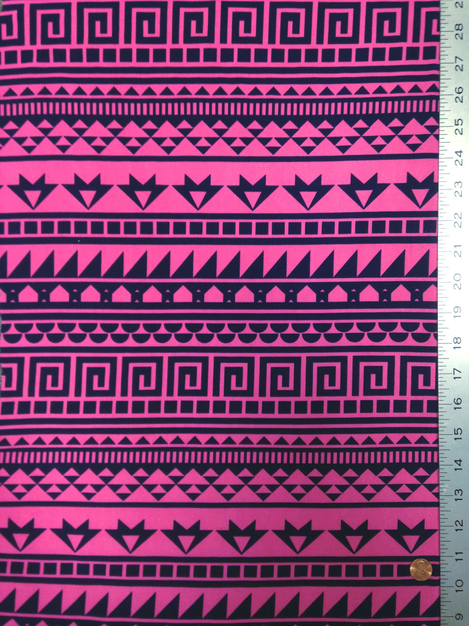 Repeat Greek Pattern Polyester Spandex Fabric - White/Black, Pink/Navy, Lightweight Knit Jersey, 58"-60" Wide