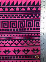 Repeat Greek Pattern Polyester Spandex Fabric - White/Black, Pink/Navy, Lightweight Knit Jersey, 58"-60" Wide