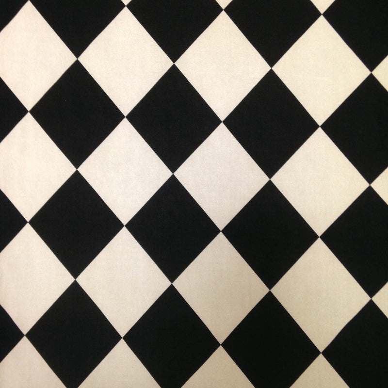 Black Off-White Diamond Pattern Polyester Spandex Knit Jersey Fabric - Black, Off-White Diamond Pattern, 58"-60" Width