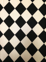 Black Off-White Diamond Pattern Polyester Spandex Knit Jersey Fabric - Black, Off-White Diamond Pattern, 58"-60" Width
