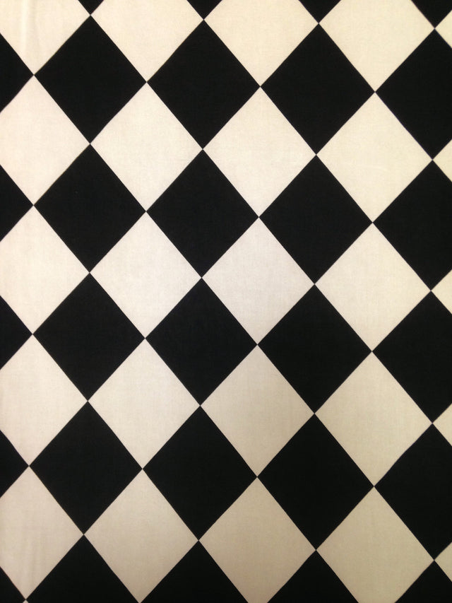 Black Off-White Diamond Pattern Polyester Spandex Knit Jersey Fabric - Black, Off-White Diamond Pattern, 58"-60" Width
