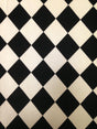 Black Off-White Diamond Pattern Polyester Spandex Knit Jersey Fabric - Black, Off-White Diamond Pattern, 58"-60" Width