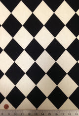 Black Off-White Diamond Pattern Polyester Spandex Knit Jersey Fabric - Black, Off-White Diamond Pattern, 58"-60" Width