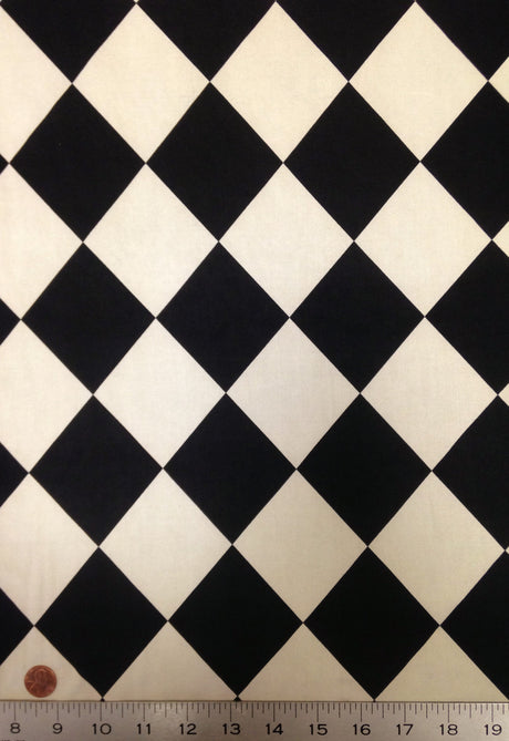 Black Off-White Diamond Pattern Polyester Spandex Knit Jersey Fabric - Black, Off-White Diamond Pattern, 58"-60" Width