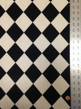 Black Off-White Diamond Pattern Polyester Spandex Knit Jersey Fabric - Black, Off-White Diamond Pattern, 58"-60" Width