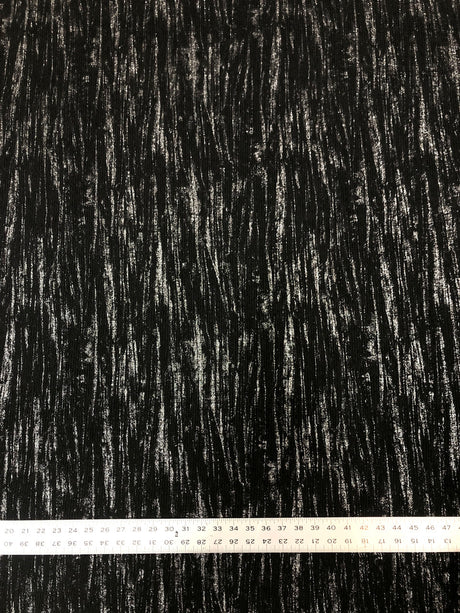 Polyester Spandex Textured Fukuro Fabric - Abstract Foil, Black/Silver, Black/Gold, 52/54" Width